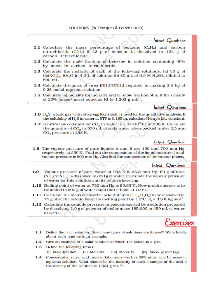 SOLUTIONS-Intext and Exercise Quns From Text | PDF