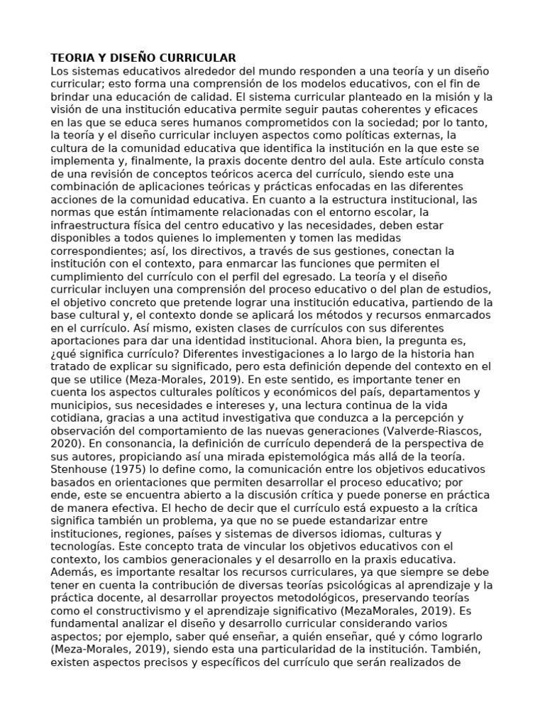 Teoria y Diseño Curricular | PDF | Plan de estudios | Diseño