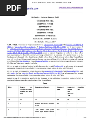 Customs Notification No. 50/2017 | PDF | Fuel Oil | Customs