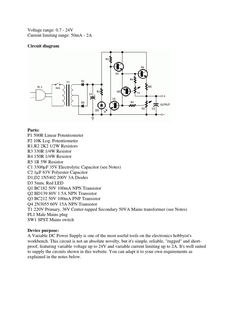 Variable DC Power Supply Design Guide | PDF | Electrical Network ...