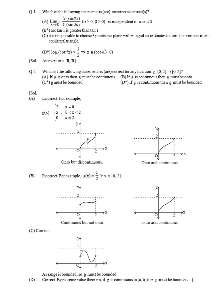 Incorrect and Correct Statements in Functions | PDF | Algebra ...