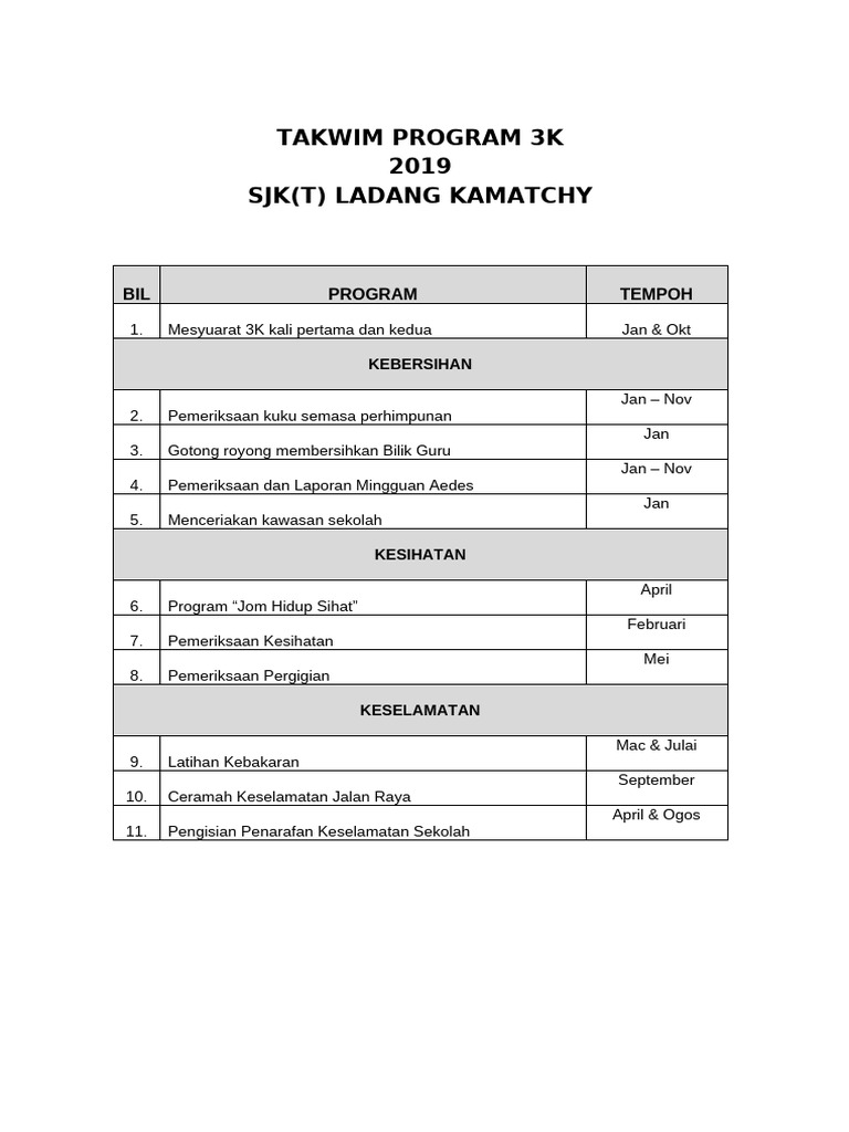 Takwim 2019 | PDF