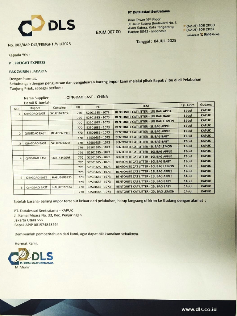 Memo & Packing List-52501685.1073 | PDF