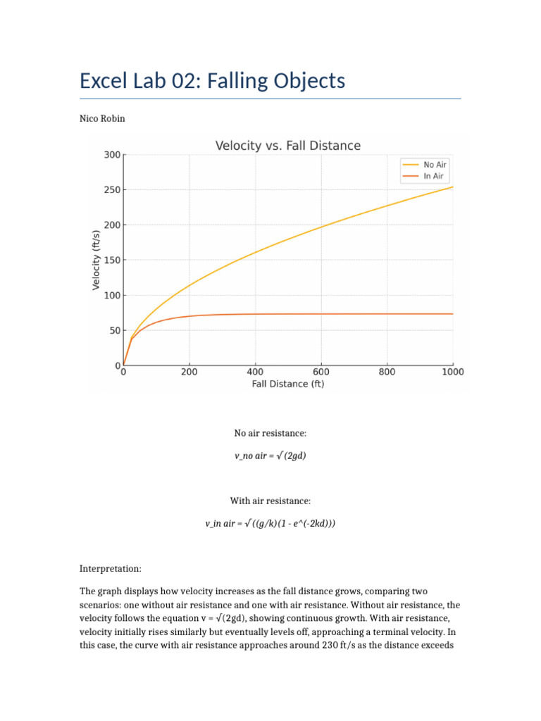 Falling Objects: Velocity with Resistance | PDF