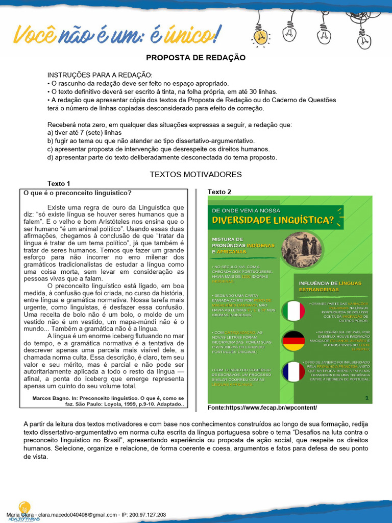 Preconceito Linguístico no Brasil | PDF | Linguística | Gramática