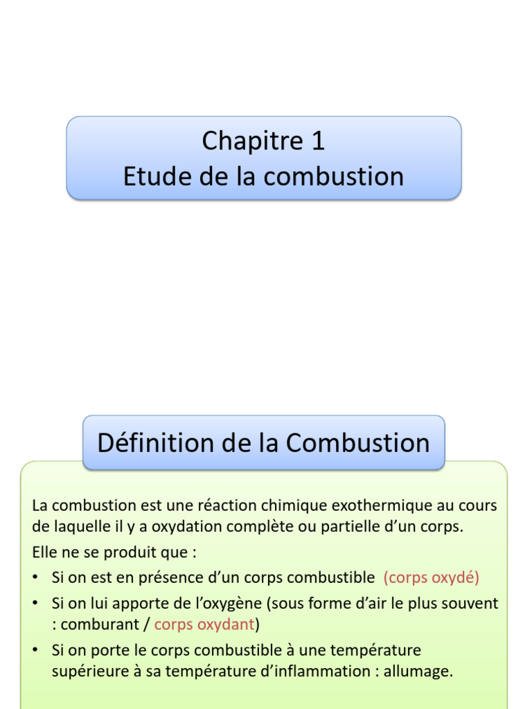 Étude de la combustion et ses principes | PDF | La combustion | Combustible
