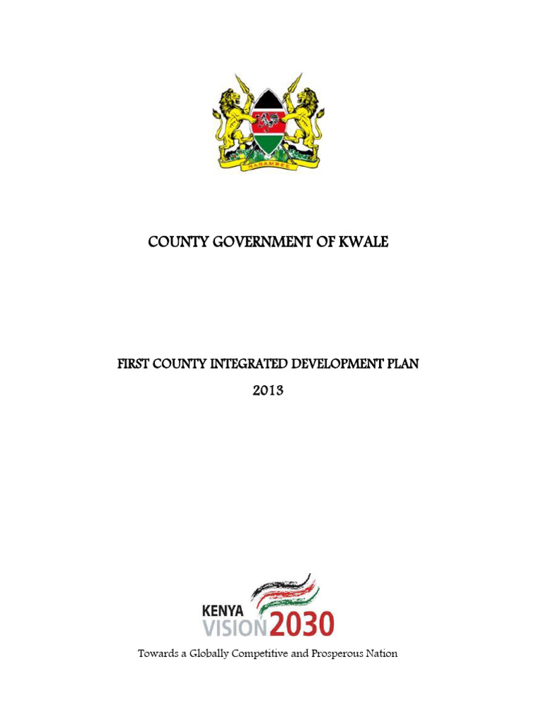 First Kwale County Integrated Development Plan Cidp 2013 2017 | PDF ...