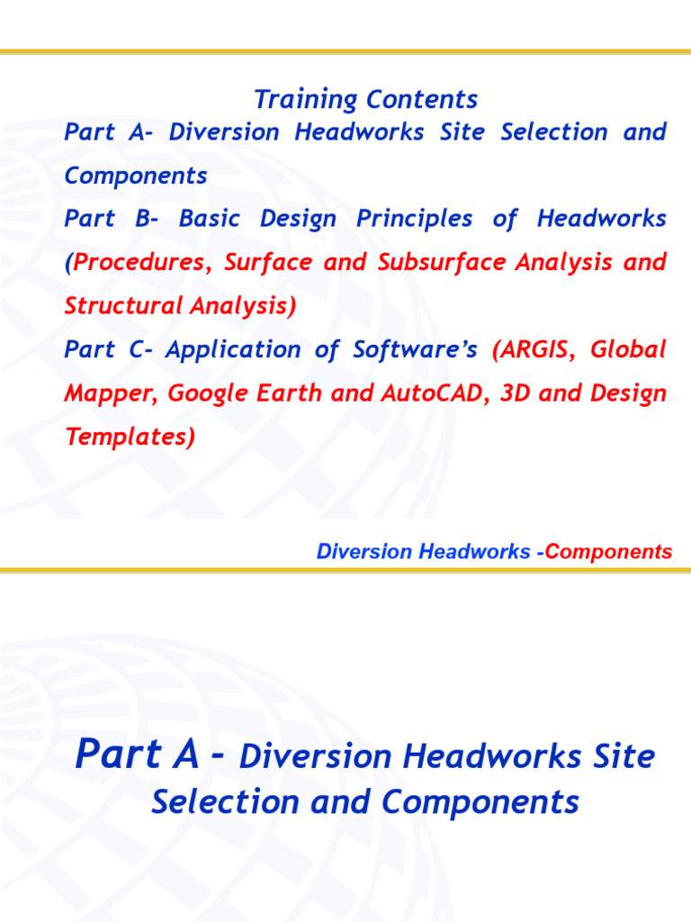Diversion Headworks Design and Analysis | PDF | River | Soil Mechanics