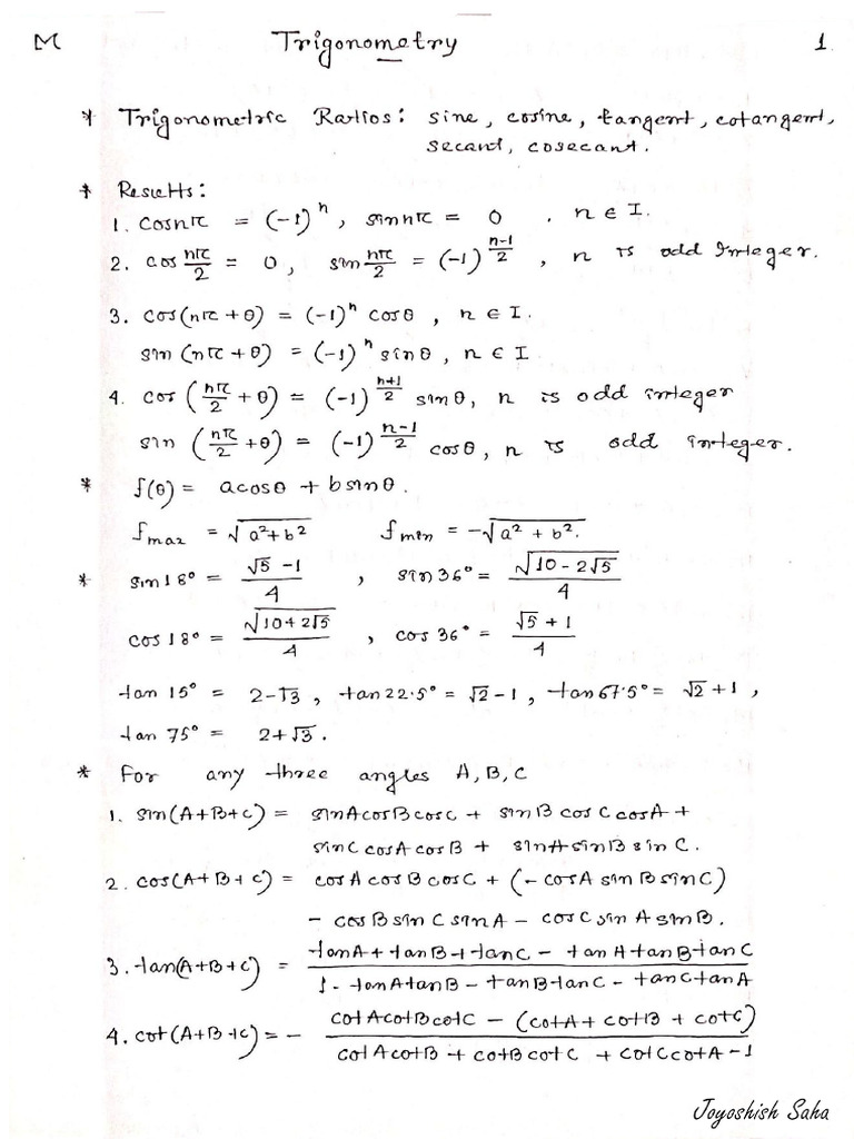 Trigonometry and Inverse Trigonometric Functions | PDF