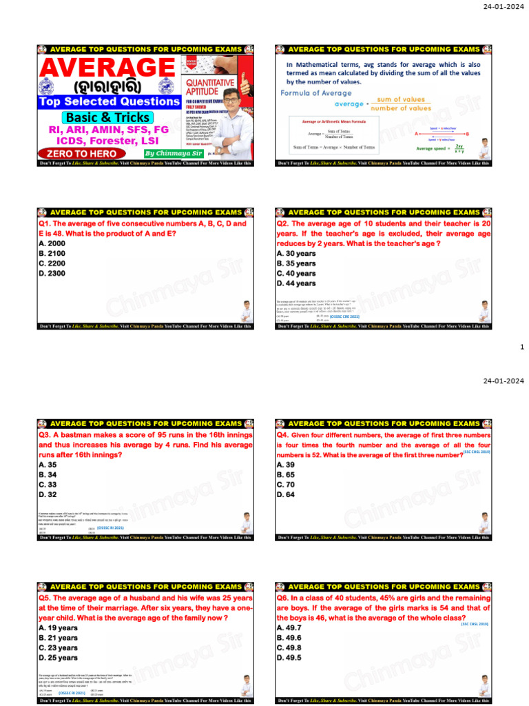 Average Questions for Competitive Exams | PDF