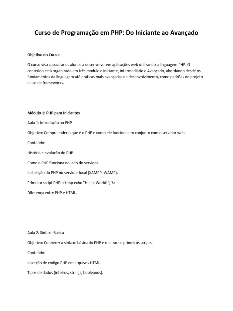 Curso Completo de PHP: Iniciante a Avançado | PDF | Php | Model-View ...