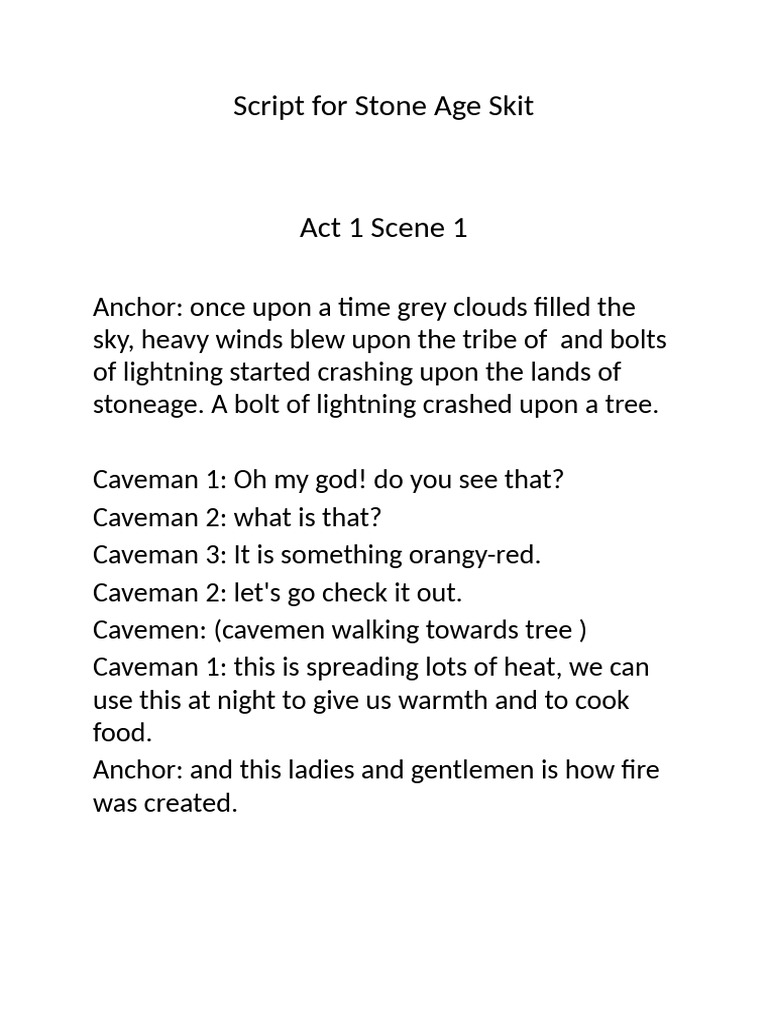 Script For Stone Age Skit | PDF