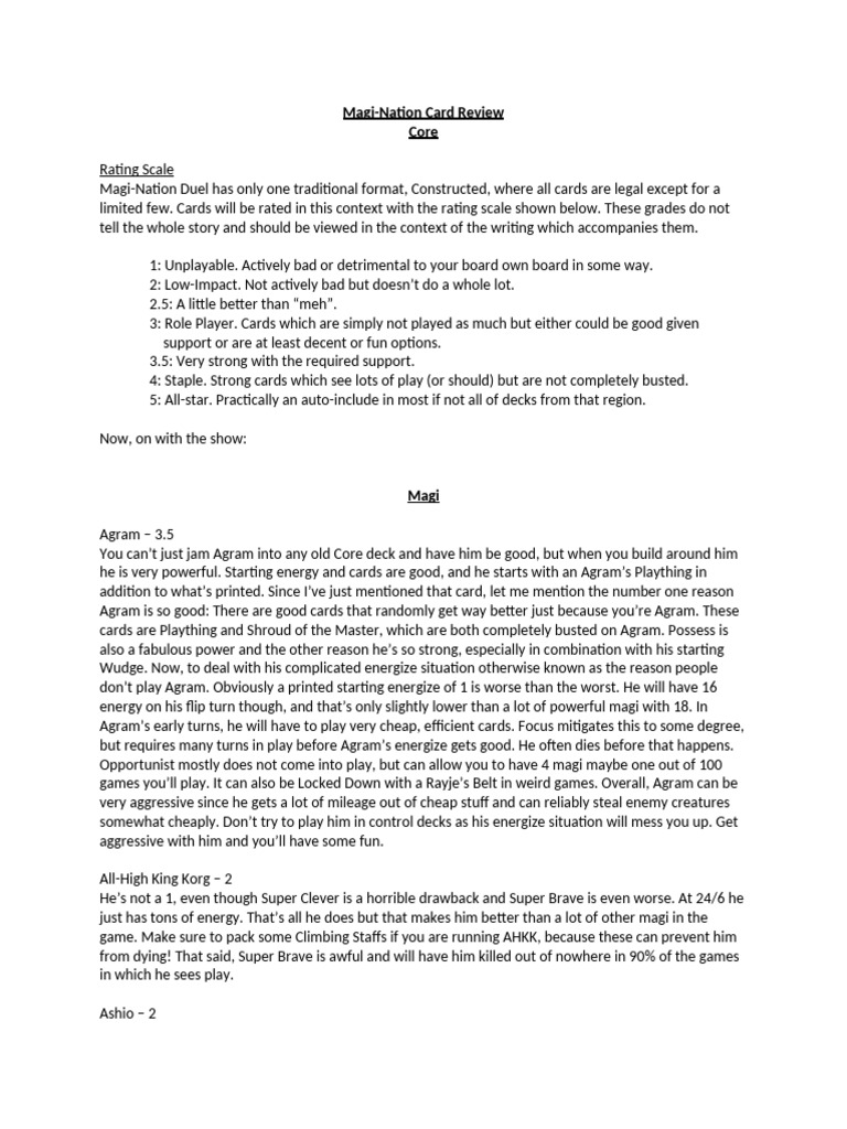 Core Card Reviews | PDF