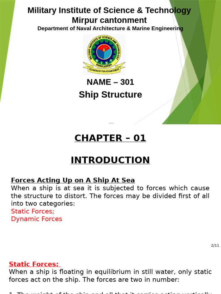 Ship Forces and Structural Dynamics | PDF | Bending | Buoyancy
