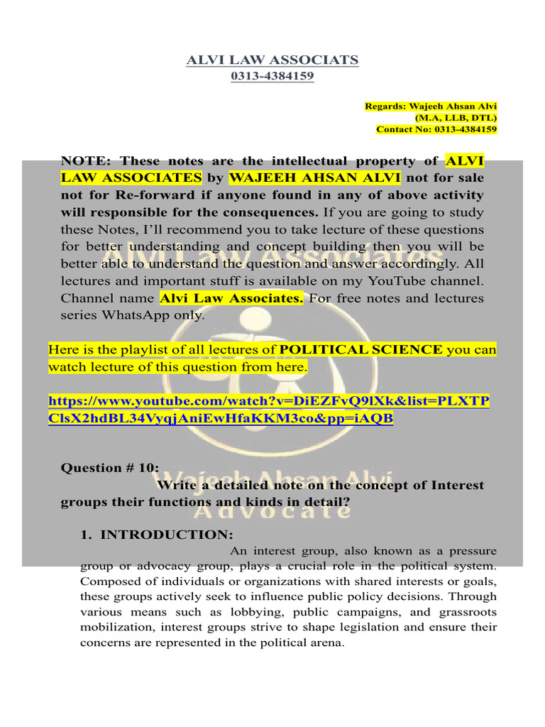 Understanding Interest Groups | PDF | Advocacy Group | Rights