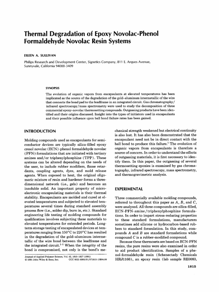 Thermal Degradation of Epoxy Resins | PDF | Epoxy | Gas Chromatography