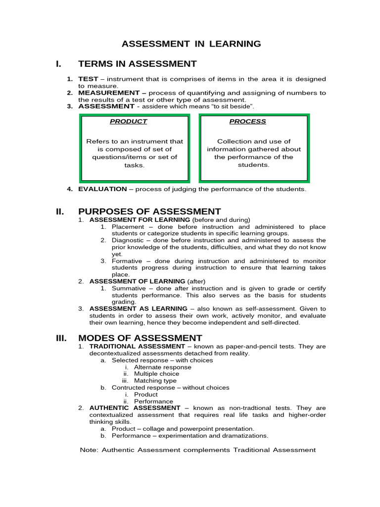Understanding Assessment in Learning | PDF | Educational Assessment ...