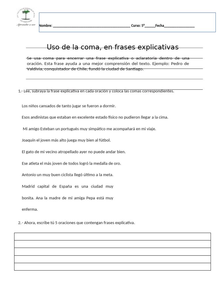 Uso de la Coma en Frases Explicativas | PDF