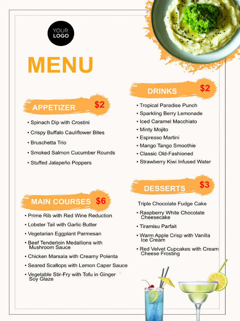 Printable Menu Template | PDF