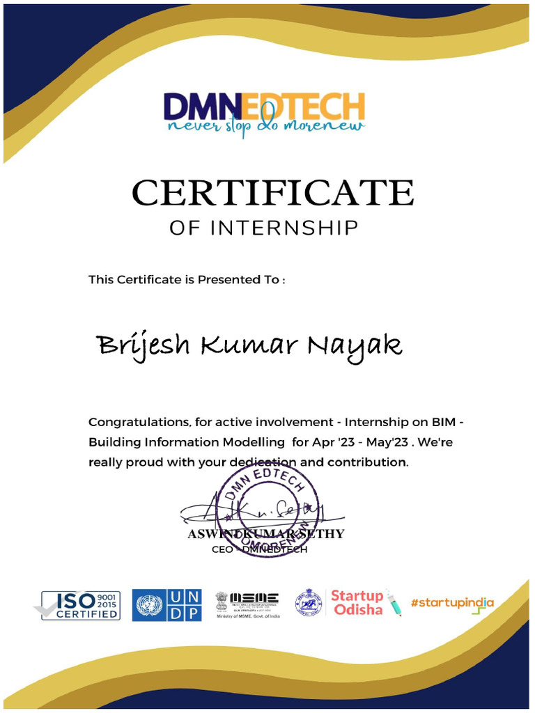 Intership Certificate For DMN EDTECH (Learning Certificate) | PDF