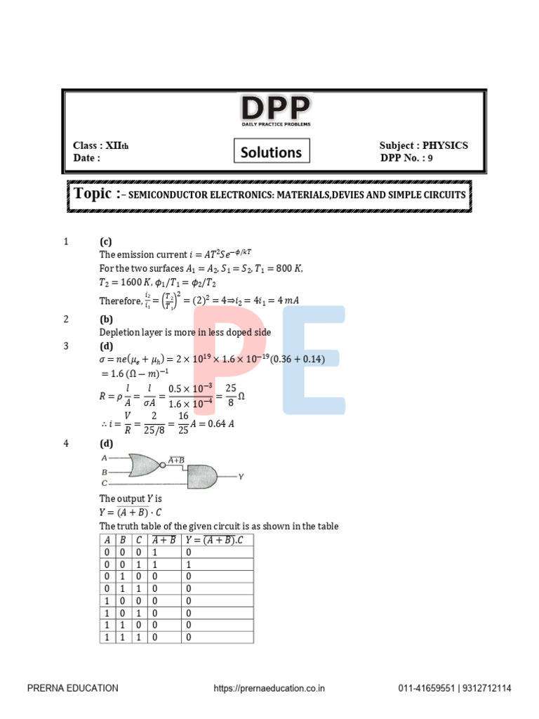 Semiconductor Electronics DPP 9 SOLUTION | PDF | Bipolar Junction ...