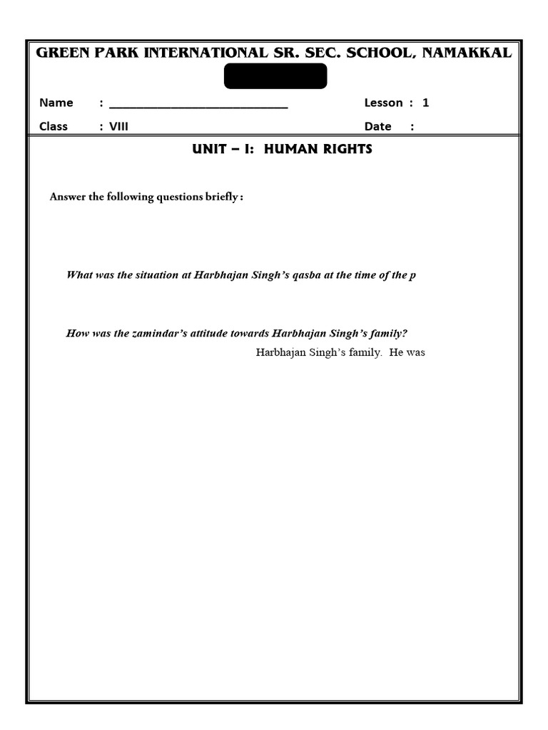 English CH - 1 (Class Work) | PDF