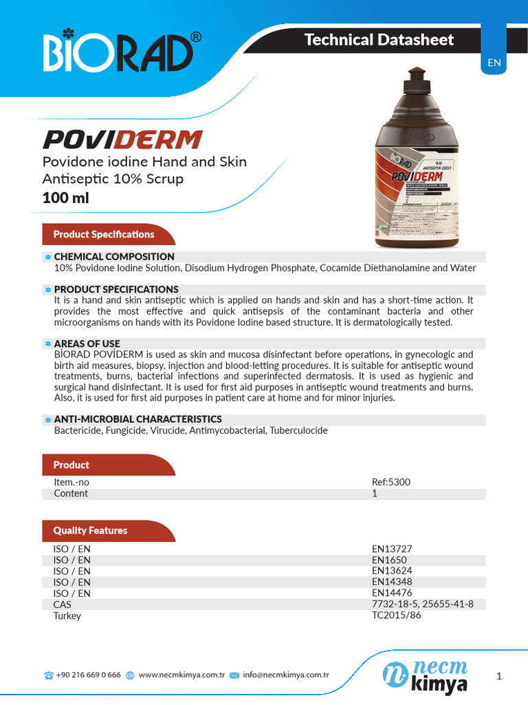 Poviderm 10% Antiseptic Solution | PDF | Wound | Antimicrobial