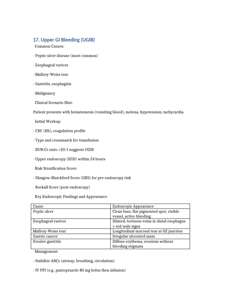Upper GI Bleeding Overview | PDF