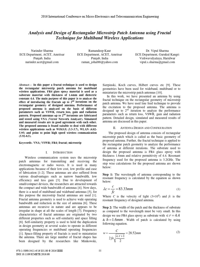 Analysis and Design of Rectangular Microstrip Patch Antenna Using ...