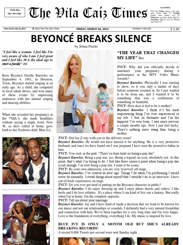 Interview With Beyoncé - Sónia - 8C | PDF | Beyoncé | Leisure