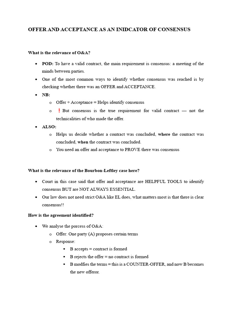 Understanding Offer and Acceptance in Contracts | PDF | Offer And ...