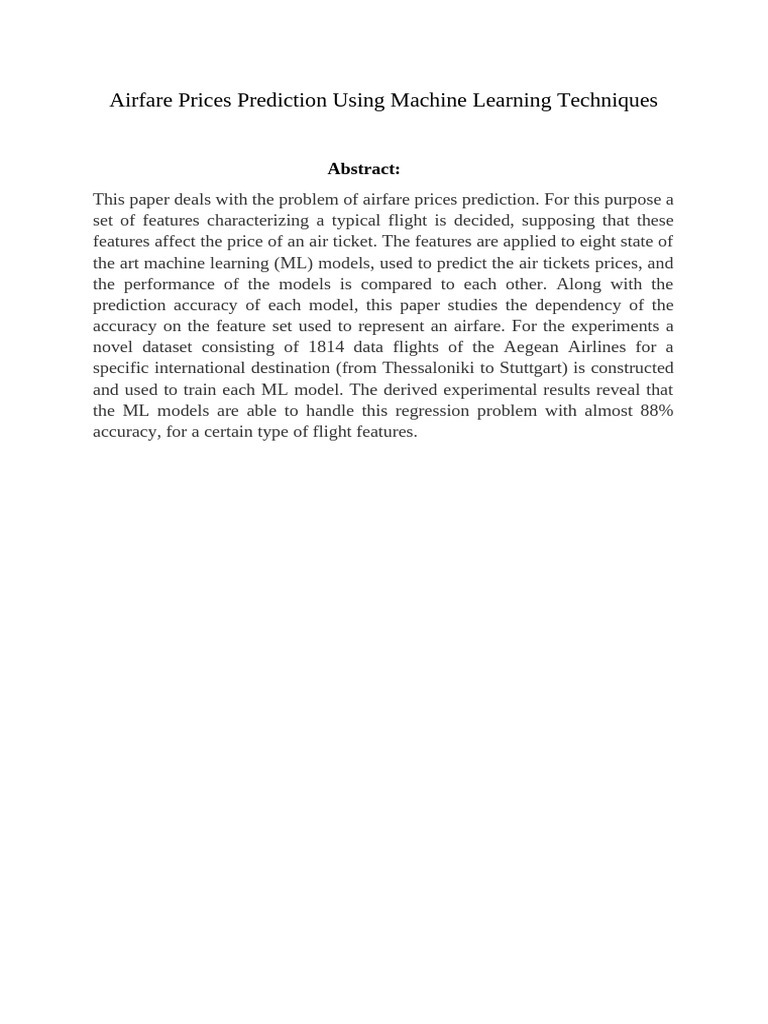 Ryanair Airfare Price Prediction Models | PDF | Machine Learning ...