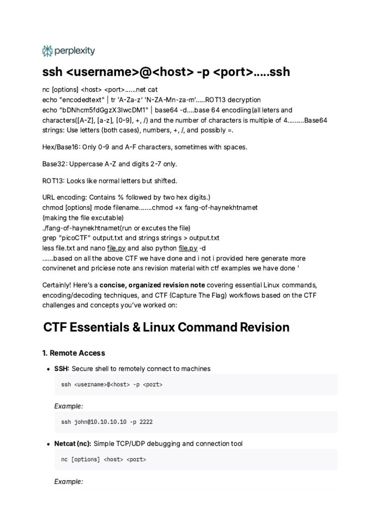 CTF Tools and Encoding Cheat Sheet | PDF | Secure Shell | Computer Data