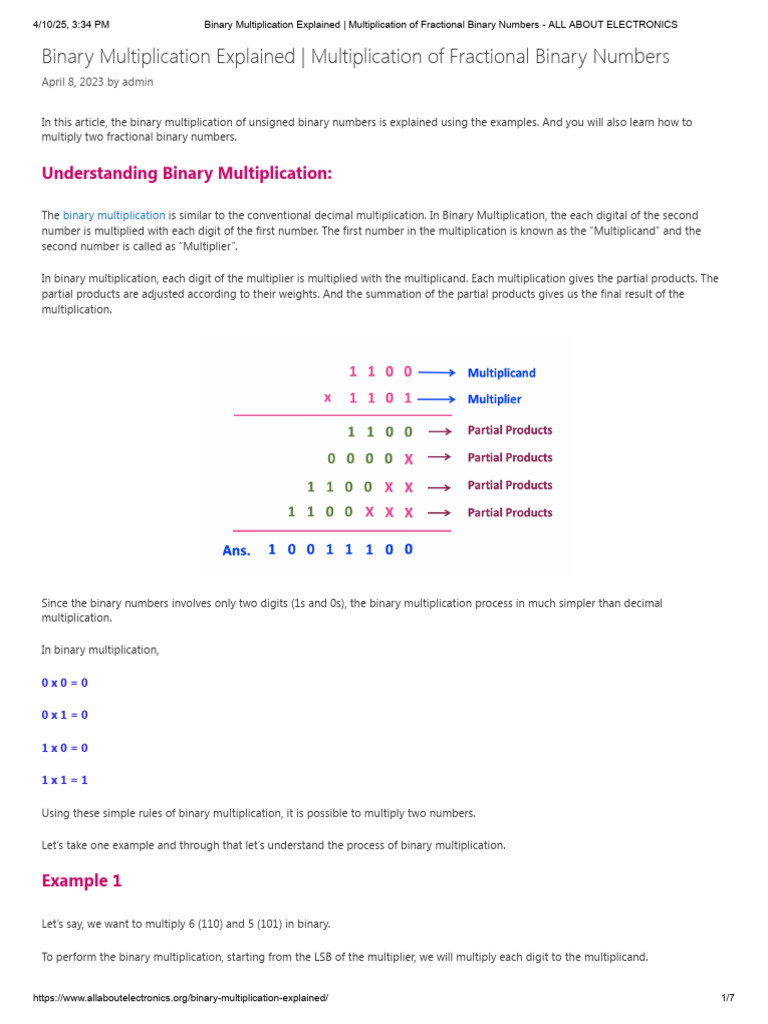2) Binary Multiplication Explained - Multiplication of Fractional ...