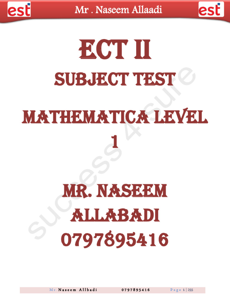 Mathematica Level 1 Subject Test Guide | PDF | Matrix (Mathematics) | Ratio