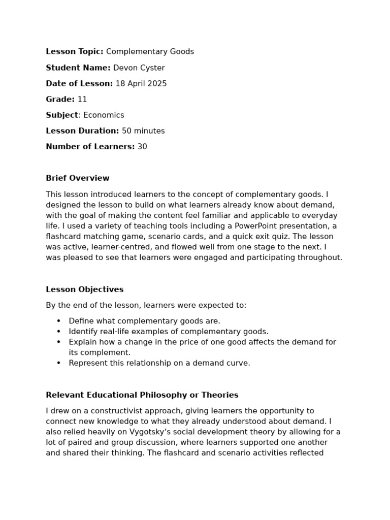 Understanding Complementary Goods in Economics | PDF | Learning ...