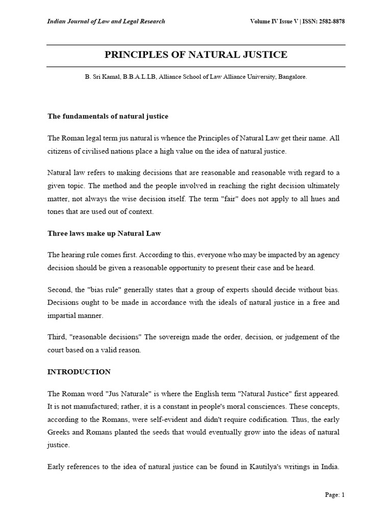Principles of Natural Justice by B Sri Kamal | PDF | Justice | Crime ...