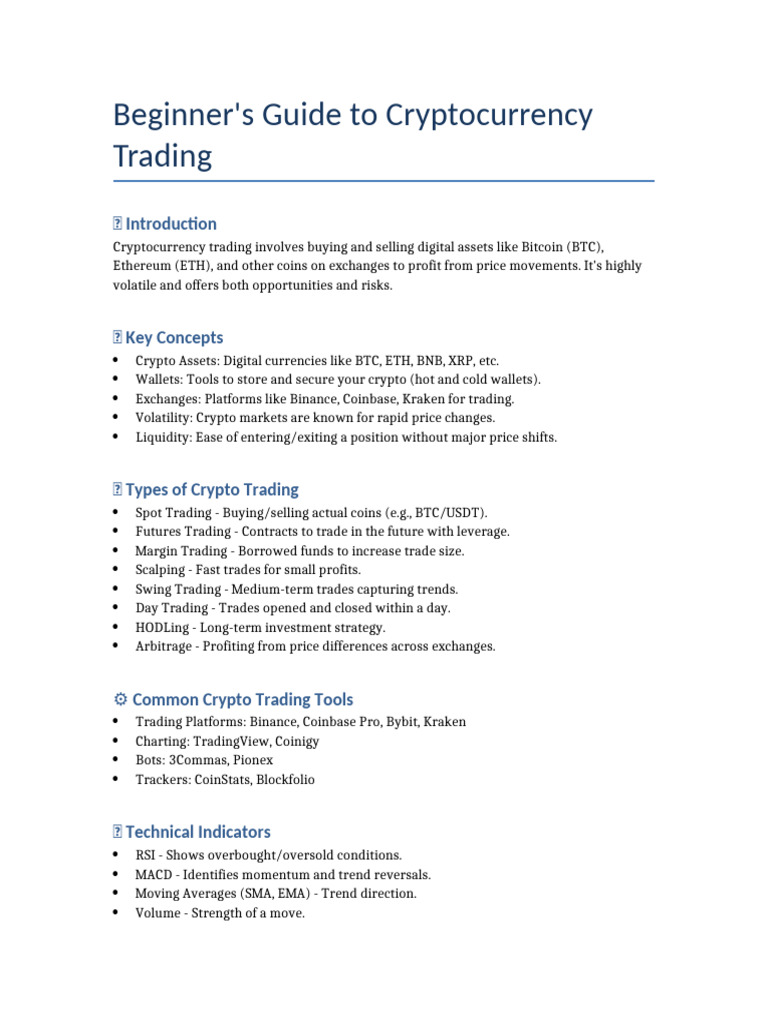 Crypto Trading Beginners Guide | PDF