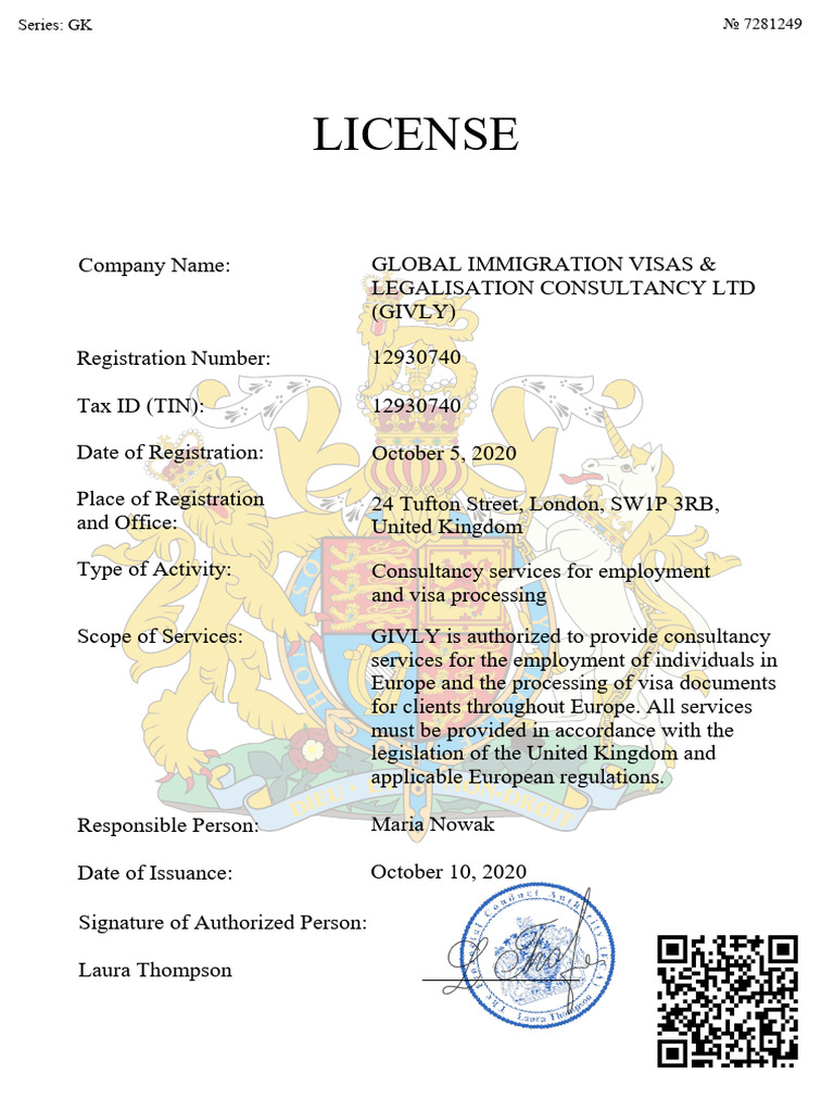 GIVLY Employment Agency License Document | PDF