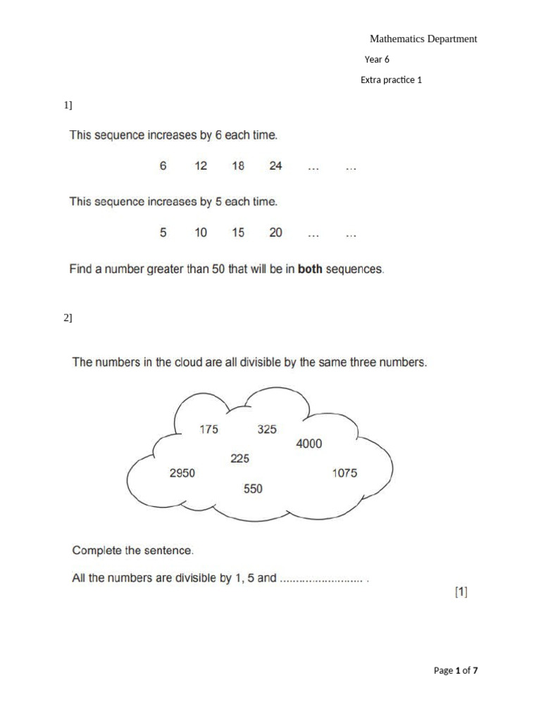 Year 6 Math Extra Practice Guide | PDF
