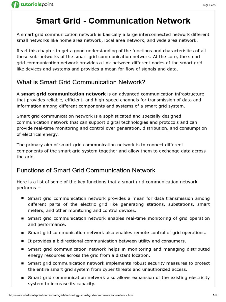 Smart Grid Communication Networks Explained | PDF | Smart Grid ...