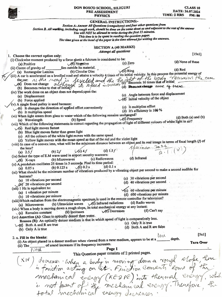 Paper Dbs Pre Assessment | PDF | Electromagnetic Radiation ...