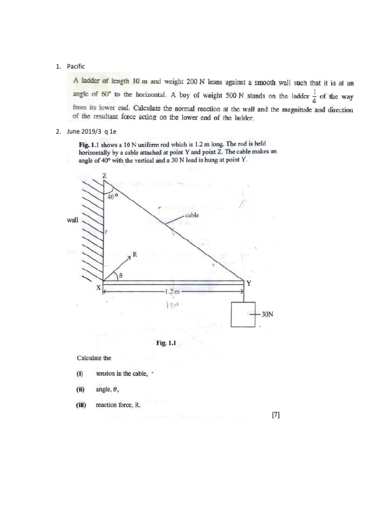 PHYSICS 2.3 Forces and Equilibrium Questions | PDF
