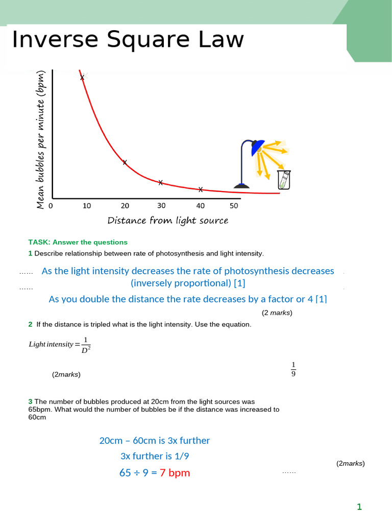 Inverse Square Law in Photosynthesis | PDF | Physics | Applied And ...