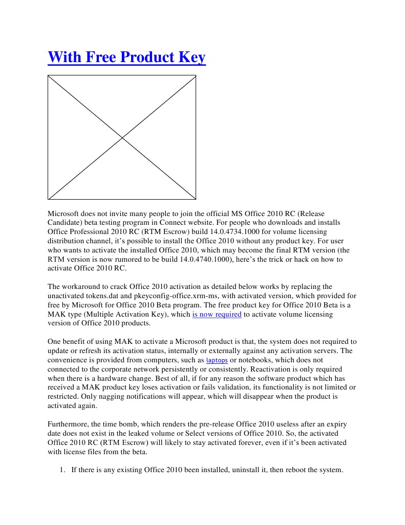 Free office 2010 activation key