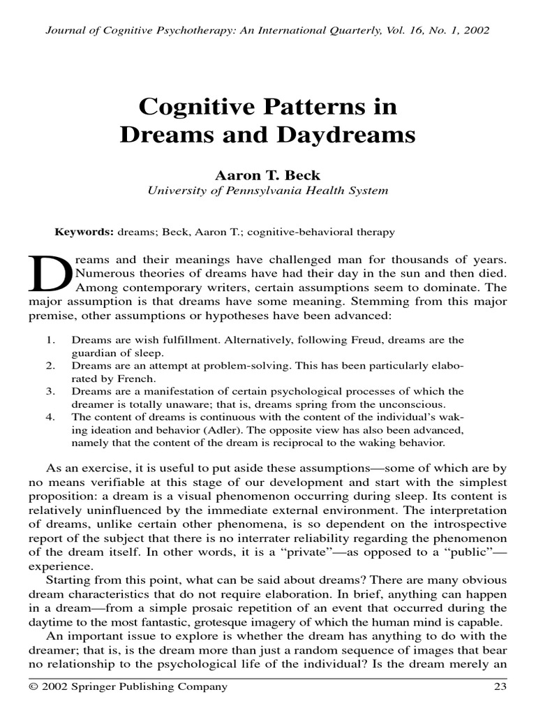 Cognitive Patterns in Dreams Explained | PDF | Dream | Mental Health