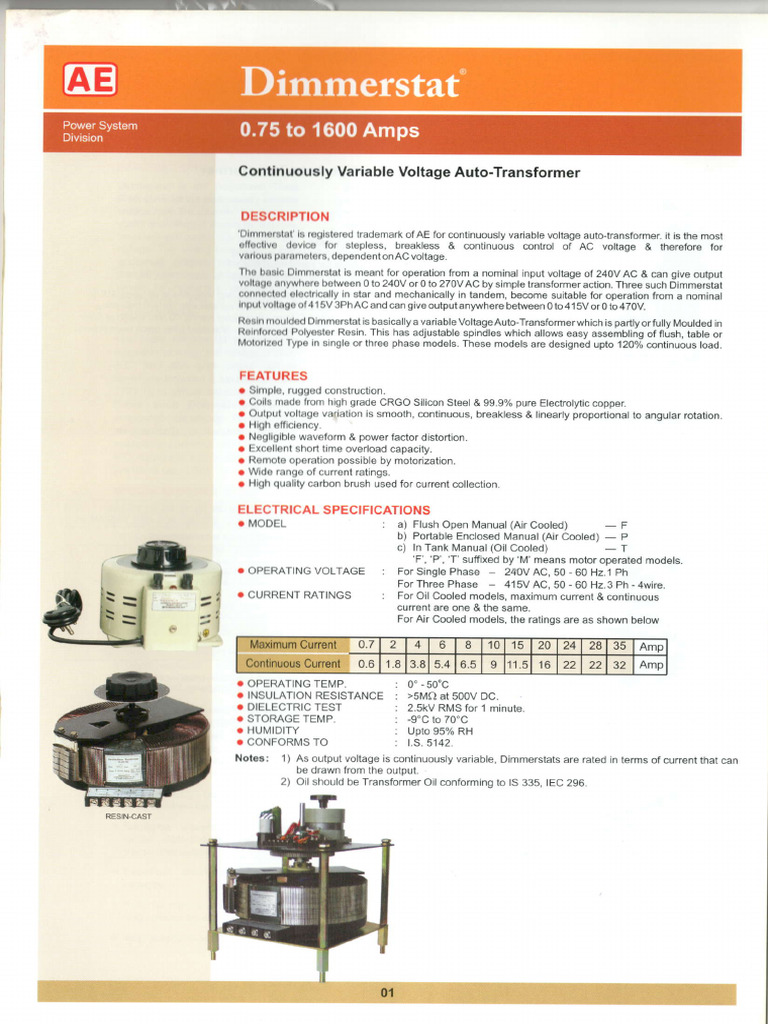 Dimmerstat: Variable Voltage Transformer | PDF | Electronic Engineering ...