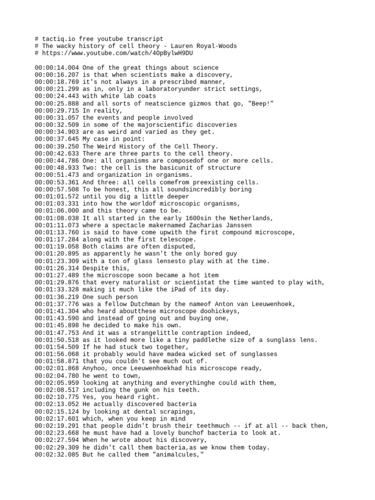 Tactiq Free Transcript 4OpBylwH9DU | PDF | Science | Biology