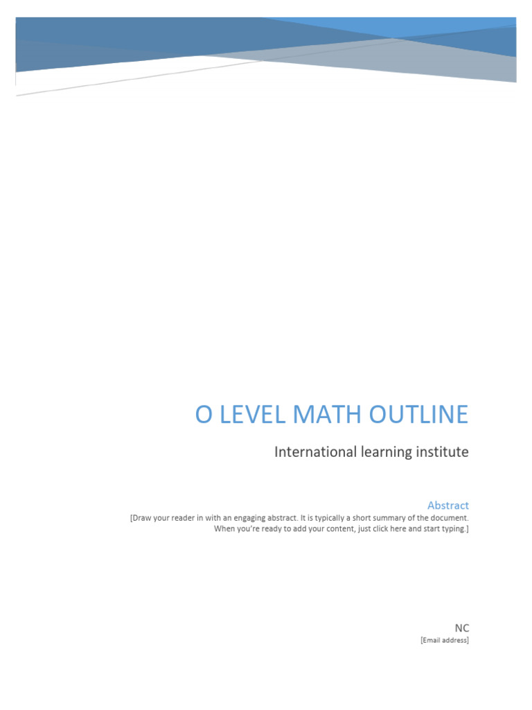 O Level Math Curriculum Overview | PDF | Numbers | Triangle