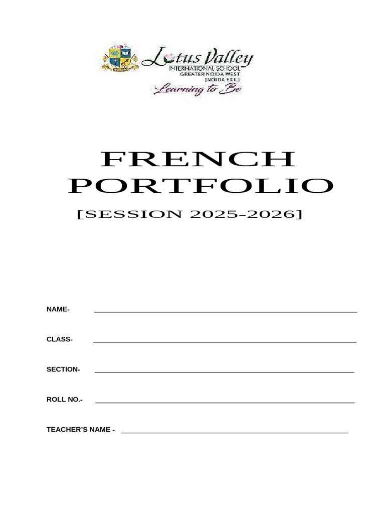 French Portfolio Certificate 2025-2026 | PDF
